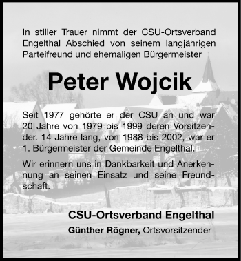 Traueranzeige von Peter Wojcik von Hersbrucker Zeitung